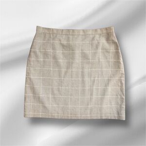Ann Taylor Gray White Plaid A-Line Career Office Skirt Size 14 NWT